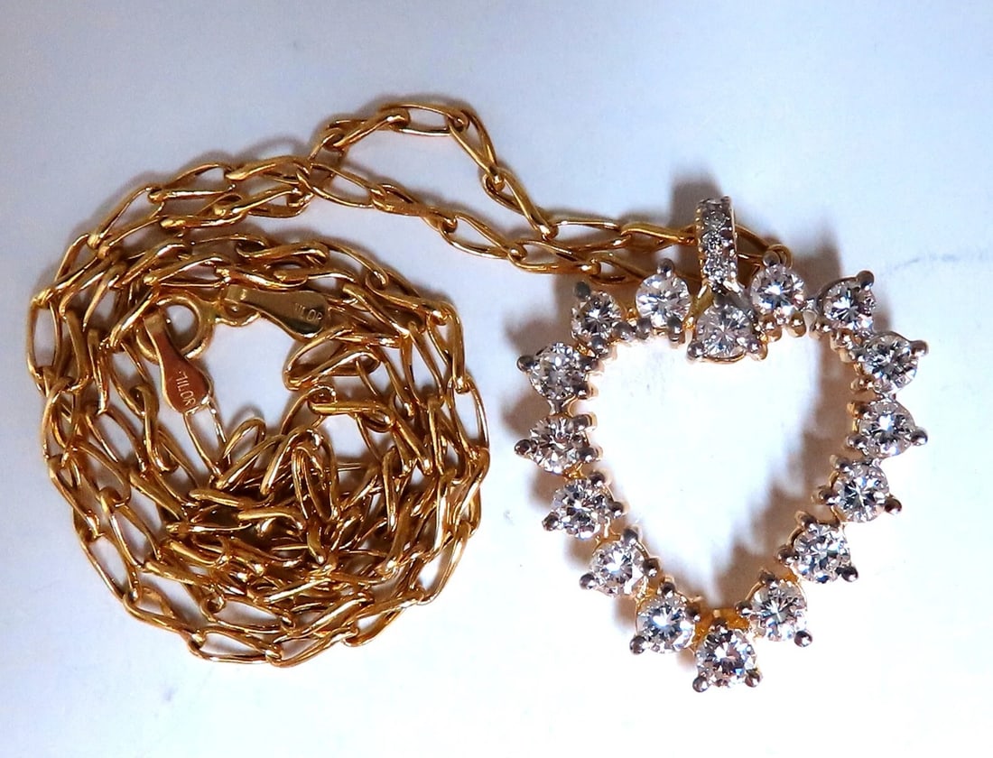 2.40ct natural diamonds open heart necklace 14kt g/vs** (1 of 8)