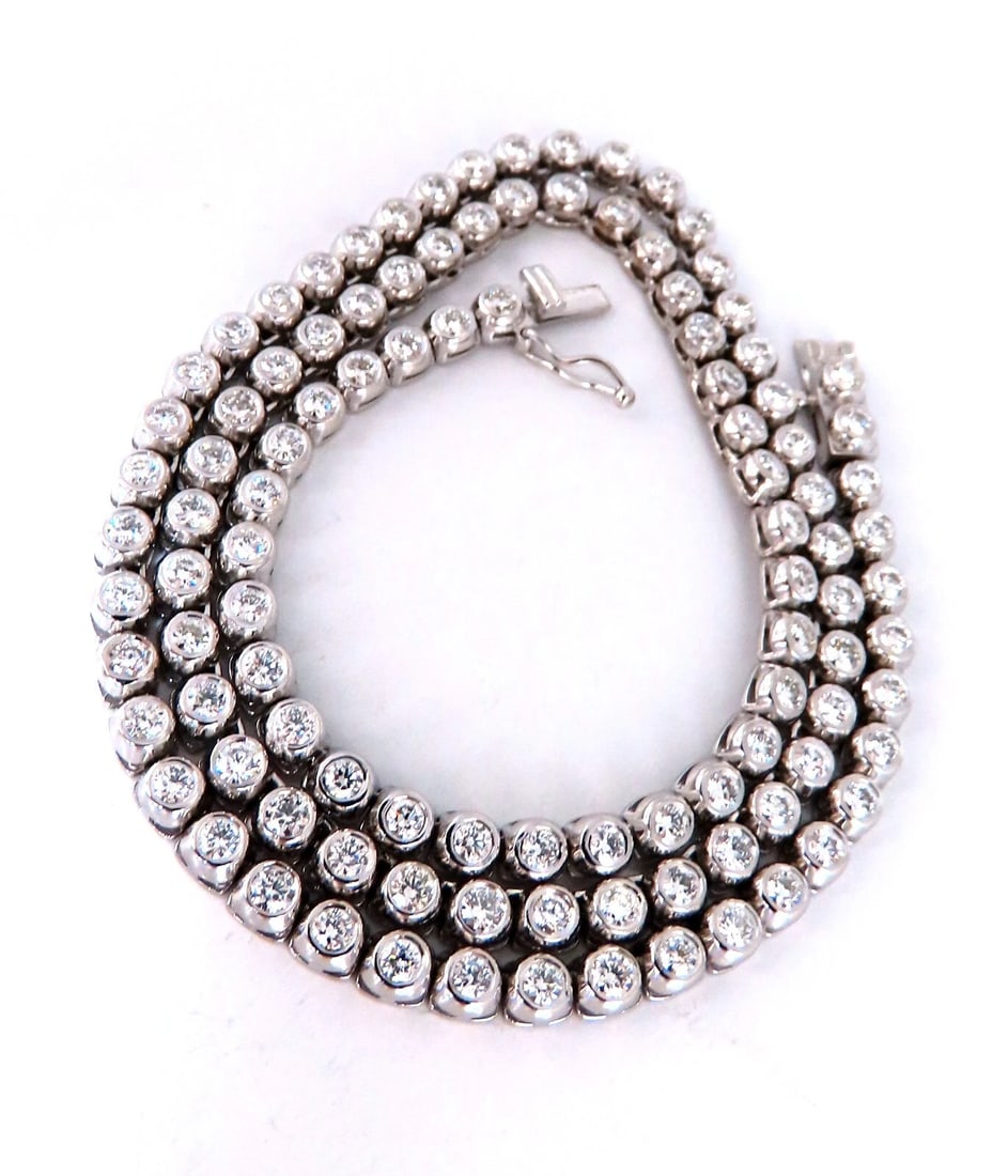 4.74ct Natural Round Diamonds Bezel Flush Riviera Tennis Necklace Eternity 14Kt* - 3