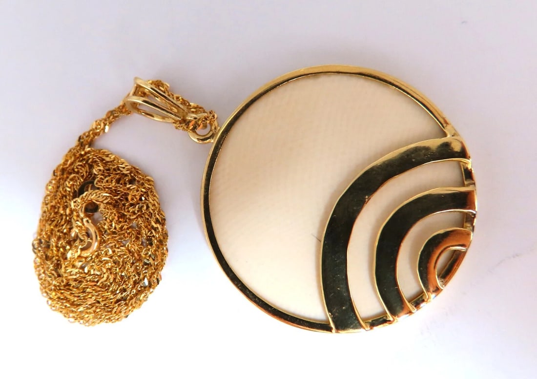 Rainbow Ray Beige Quartz Necklace 18kt 33mm** - 4