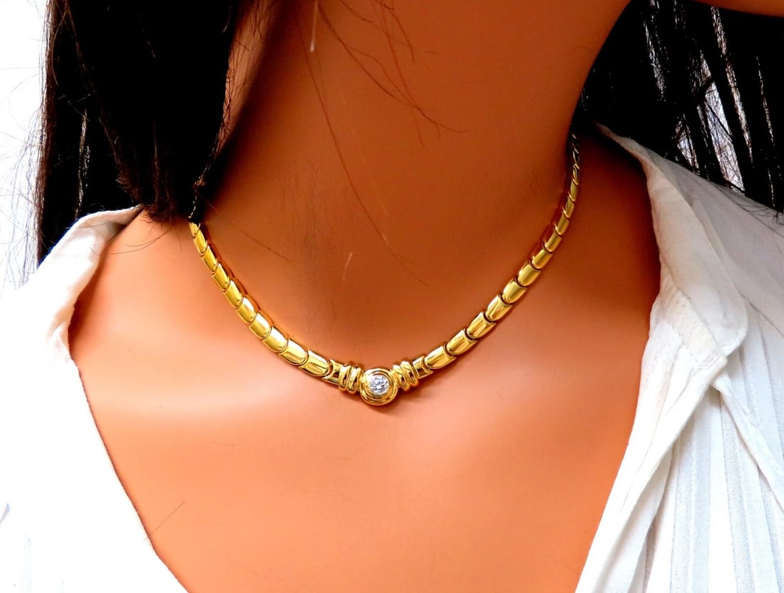 .45ct Natural Solitaire Round Diamond Scaling Link Necklace 14kt** - 7