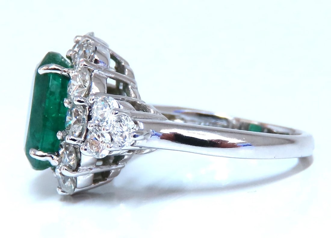 4.12ct natural green emerald diamonds ring 14kt Halo Prime - 4