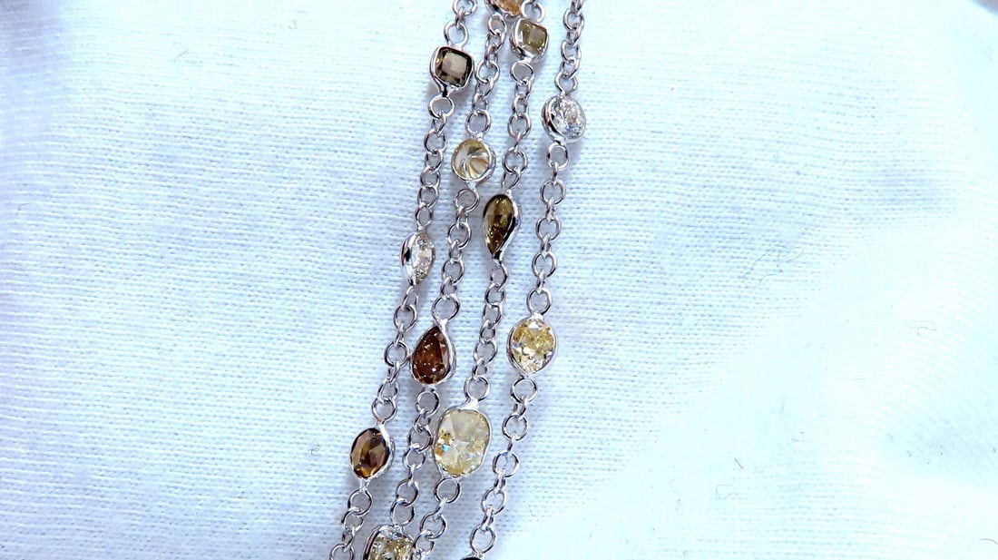 28.18ct Natural Multicolored Fancy Colored Diamonds Yard Necklace 18kt** - 4