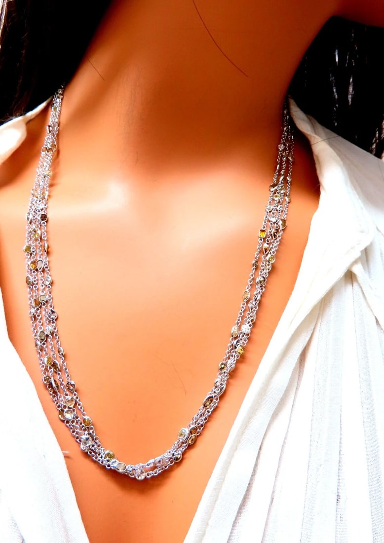 28.18ct Natural Multicolored Fancy Colored Diamonds Yard Necklace 18kt** - 7