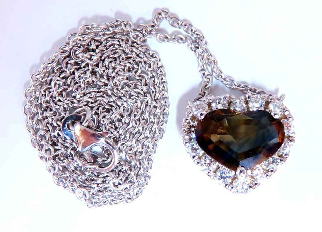 GIA certified 3.23ct Natural No Heat Heart Sapphire Diamonds Necklace 14kt** - 4