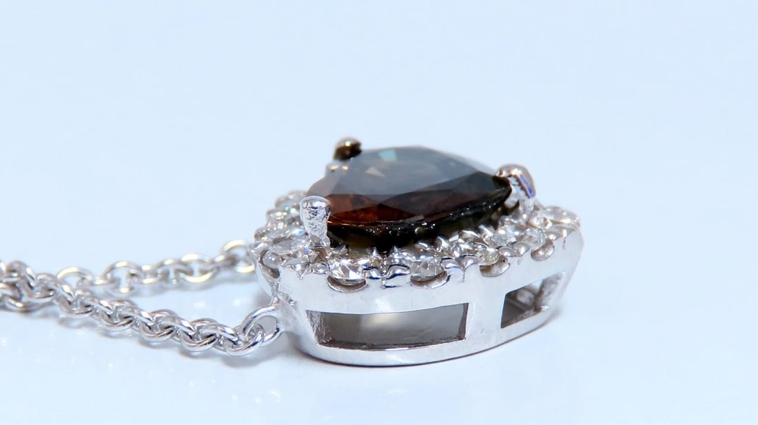 GIA certified 3.23ct Natural No Heat Heart Sapphire Diamonds Necklace 14kt** - 6