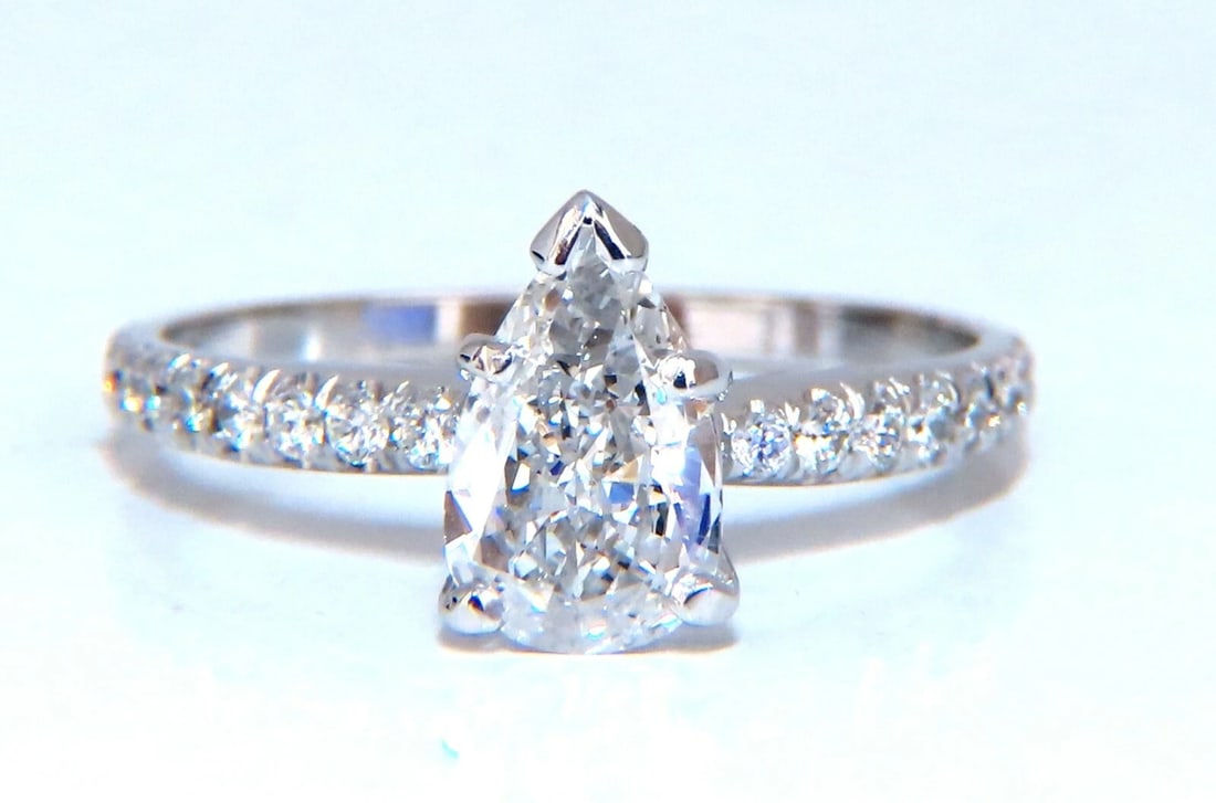 GIA Certified .54ct Natural Pear Shaped Diamond Ring 14kt** - 5