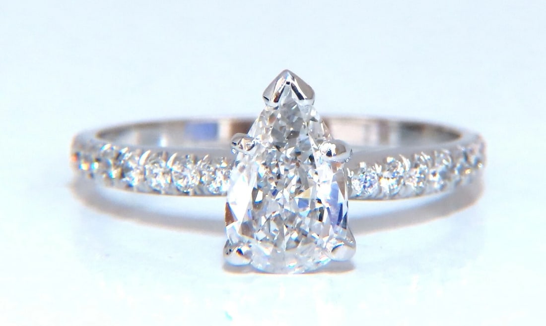 GIA Certified .54ct Natural Pear Shaped Diamond Ring 14kt** - 6