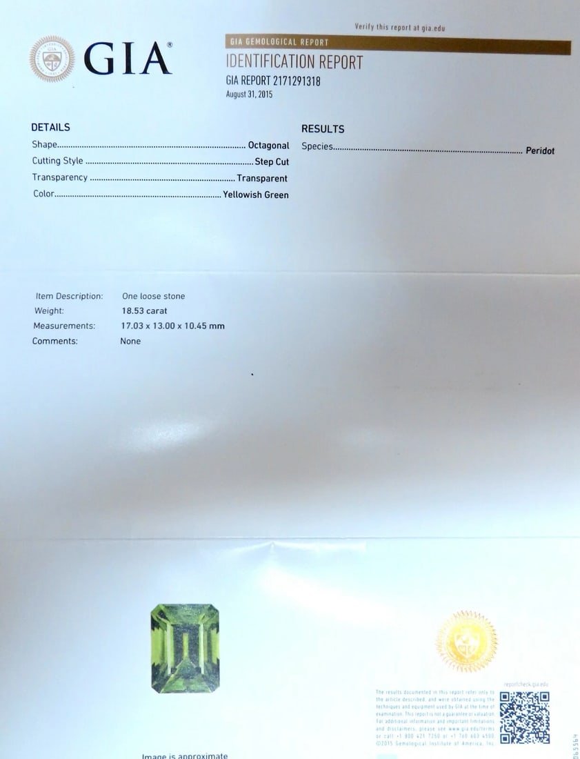 GIA Certified 18.53ct Natural Green Peridot Diamonds Rings 14kt - 8