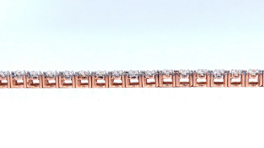 2.02ct. natural round diamonds tennis bracelet classic 14 karat rose gold** - 5