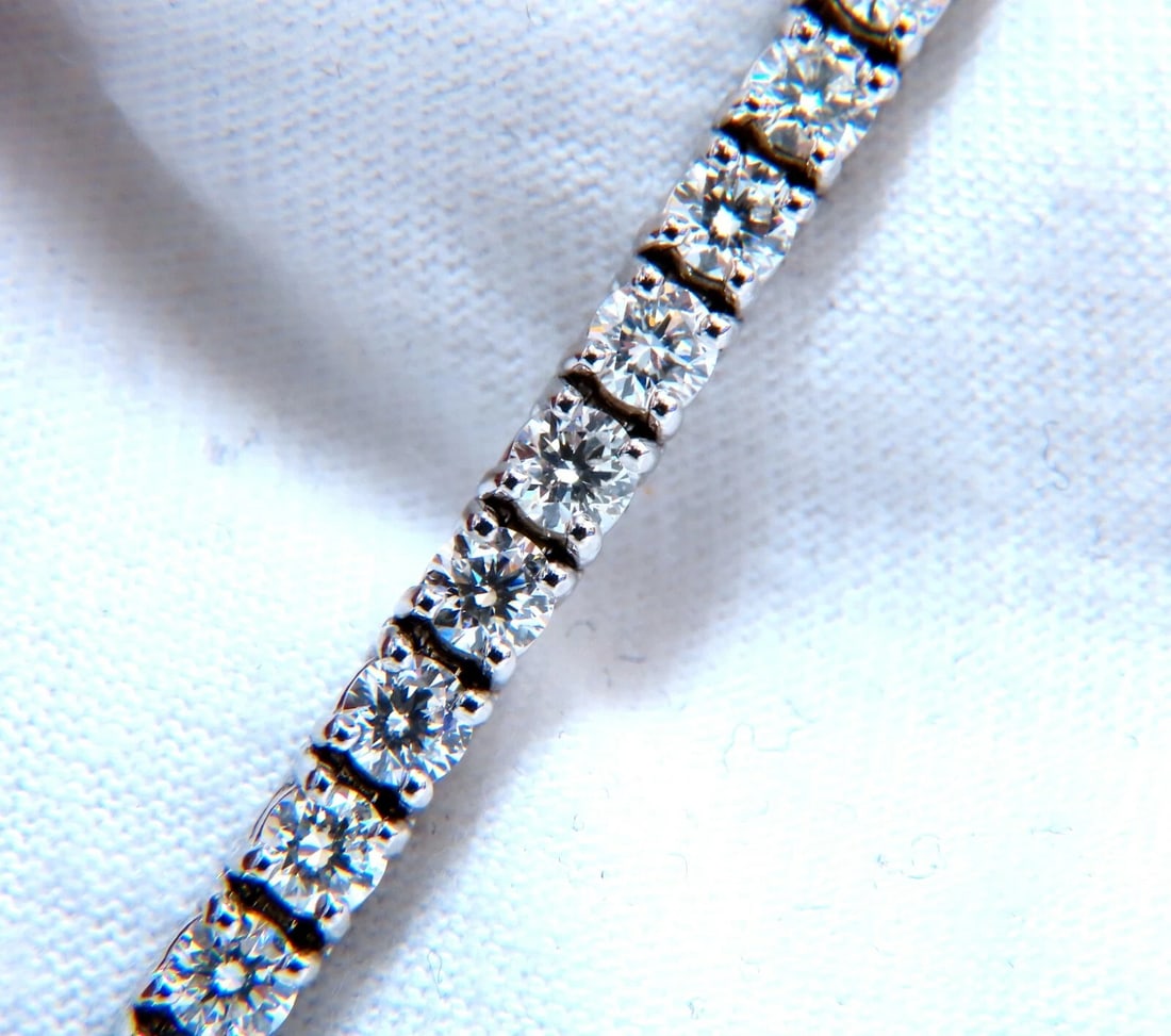 6.02 carat natural round diamonds link tennis bracelet 14kt gold** - 7