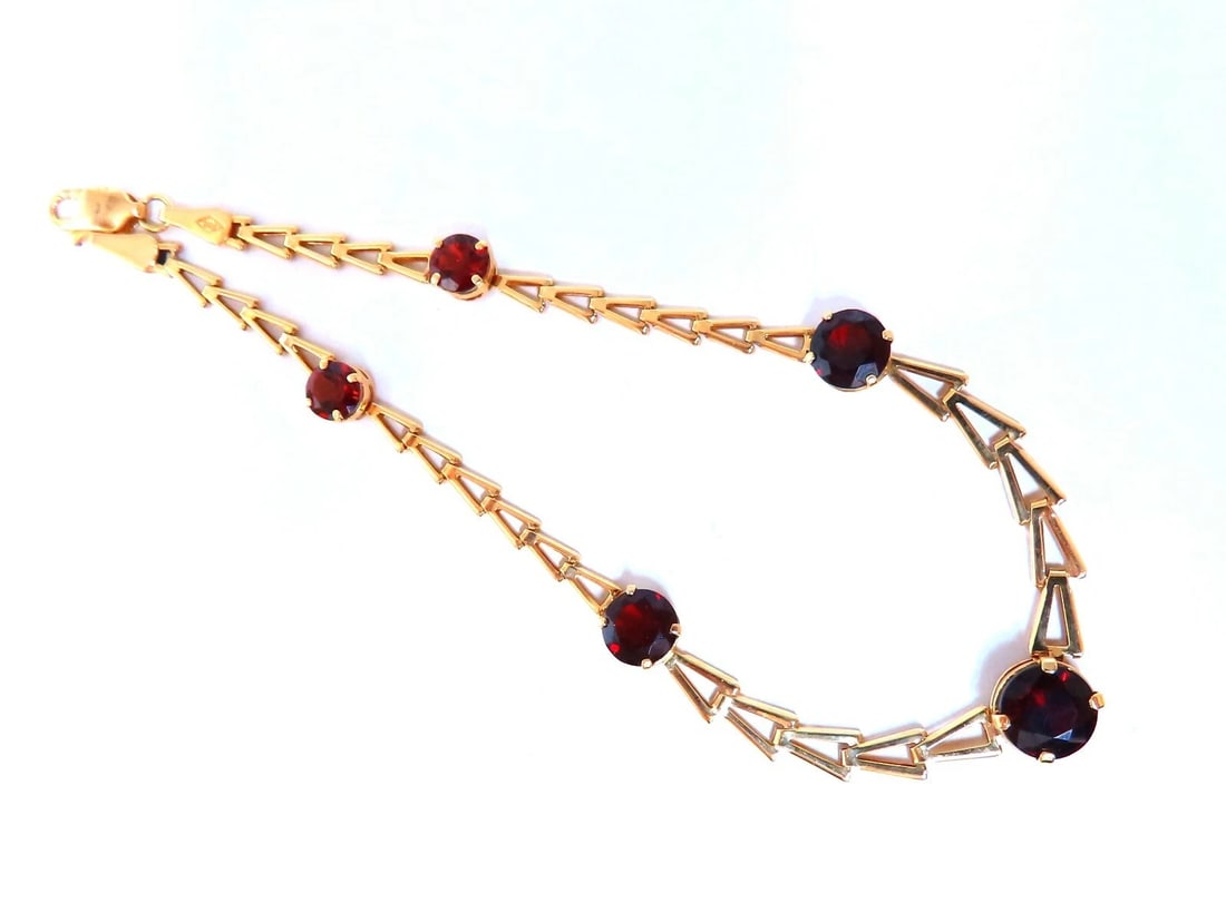 3.50ct natural garnets bracelet 14kt gold** (1 of 7)