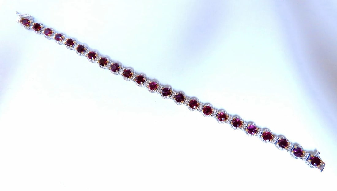12ct Natural Ruby Diamonds Bracelet 14kt Gold ** - 6