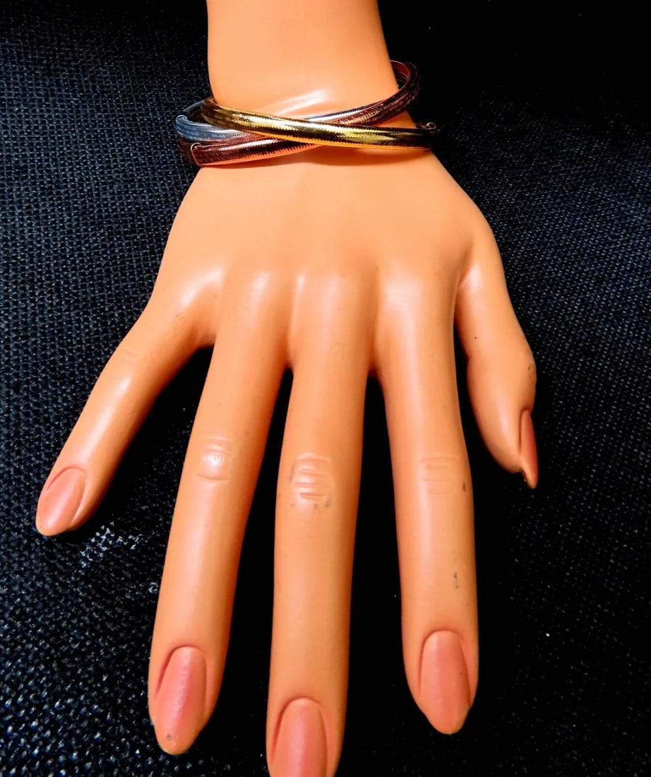 14kt Gold Woven Bracelets Tri-color Gold Threaded** - 5