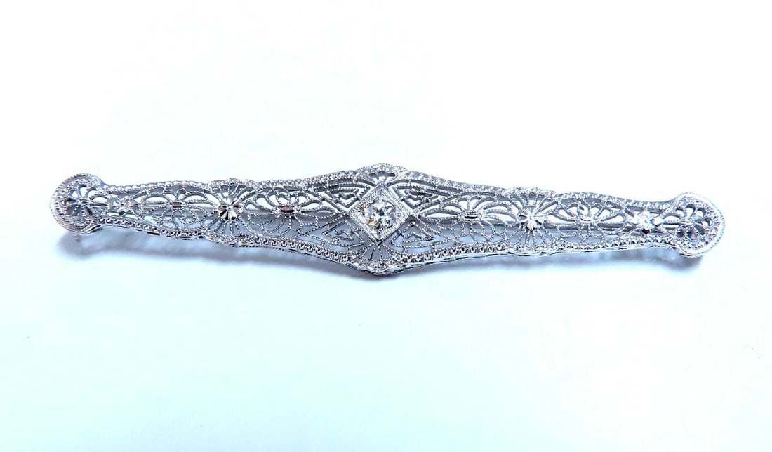 .15ct Natural Diamonds Filigree Stick Pin 14kt** - 2