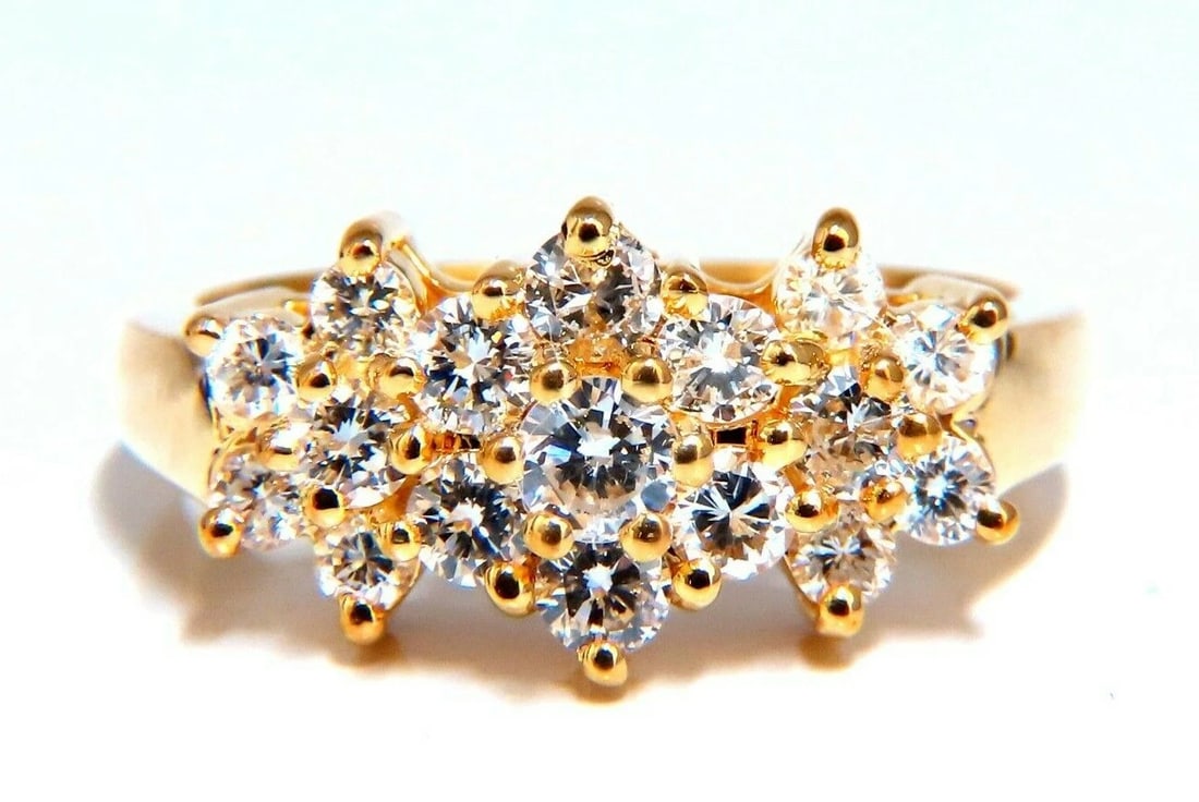 .80ct Natural Diamonds Cluster Ring 14kt gold** (1 of 7)