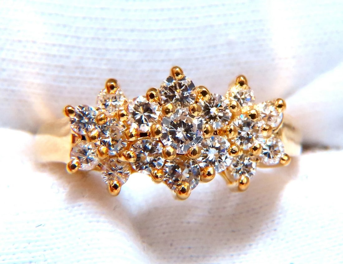 .80ct Natural Diamonds Cluster Ring 14kt gold** - 5