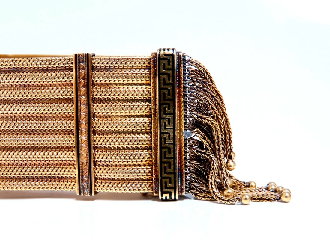Antique European Slide Cuff Emblem Iconic Bracelet 14kt &Tassel Slide Adjustable - 9