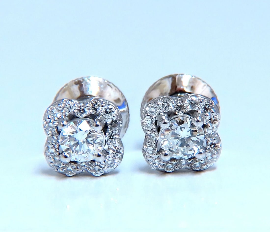 .40ct Natural Round Diamond Stud Earrings 14 Karat Halo** - 2