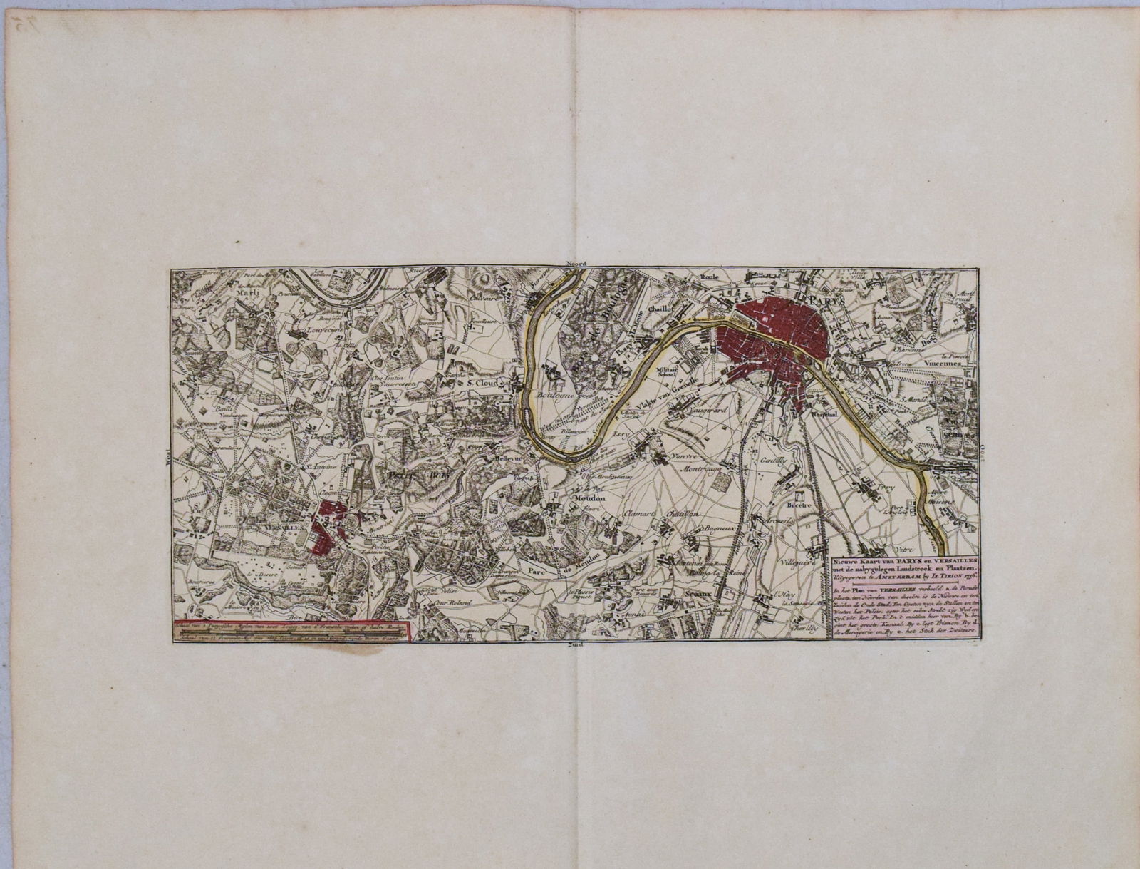 1756 Tirion Map of Paris to Versailles -- Nieuwe kaart van Parys en Versailles..: Title:1756 Tirion Map of Paris to Versailles -- Nieuwe kaart van Parys en Versailles..,li>Cartographer:I Tirion Year/Place:1756, Amsterdam Map Dimension(in.):6.8 X 14.8 in Description:This is a very n
