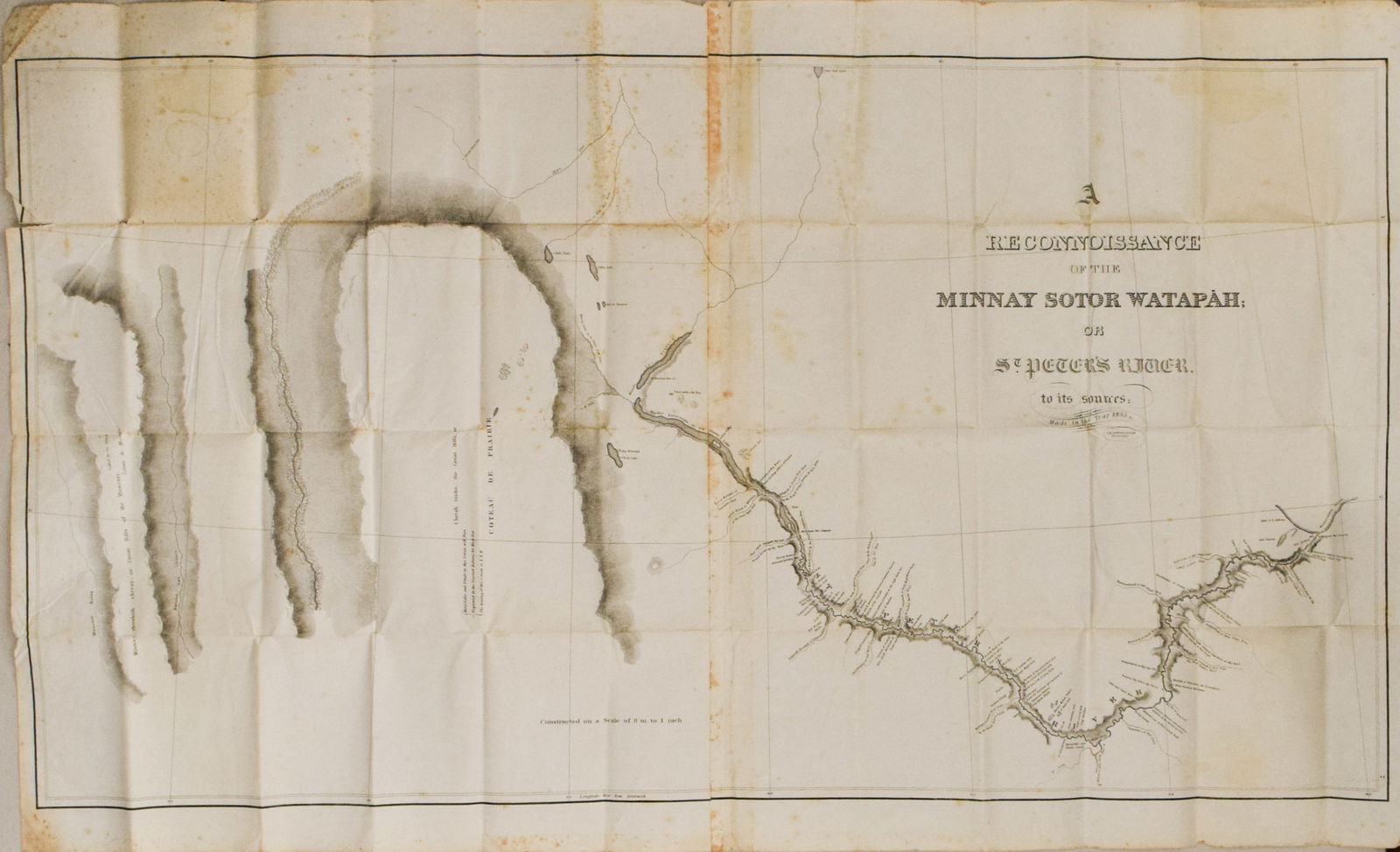 1835 Map of the Minnesota River -- A Reconnoisance of the Minnay Sotor Watapah or St. Peter's River: Title:1835 Map of the Minnesota River -- A Reconnoisance of the Minnay Sotor Watapah or St. Peter's River to its Sources …,li>Cartographer:US Government Year/Place:1835 Map Dimension(in.):22.8 X 38.