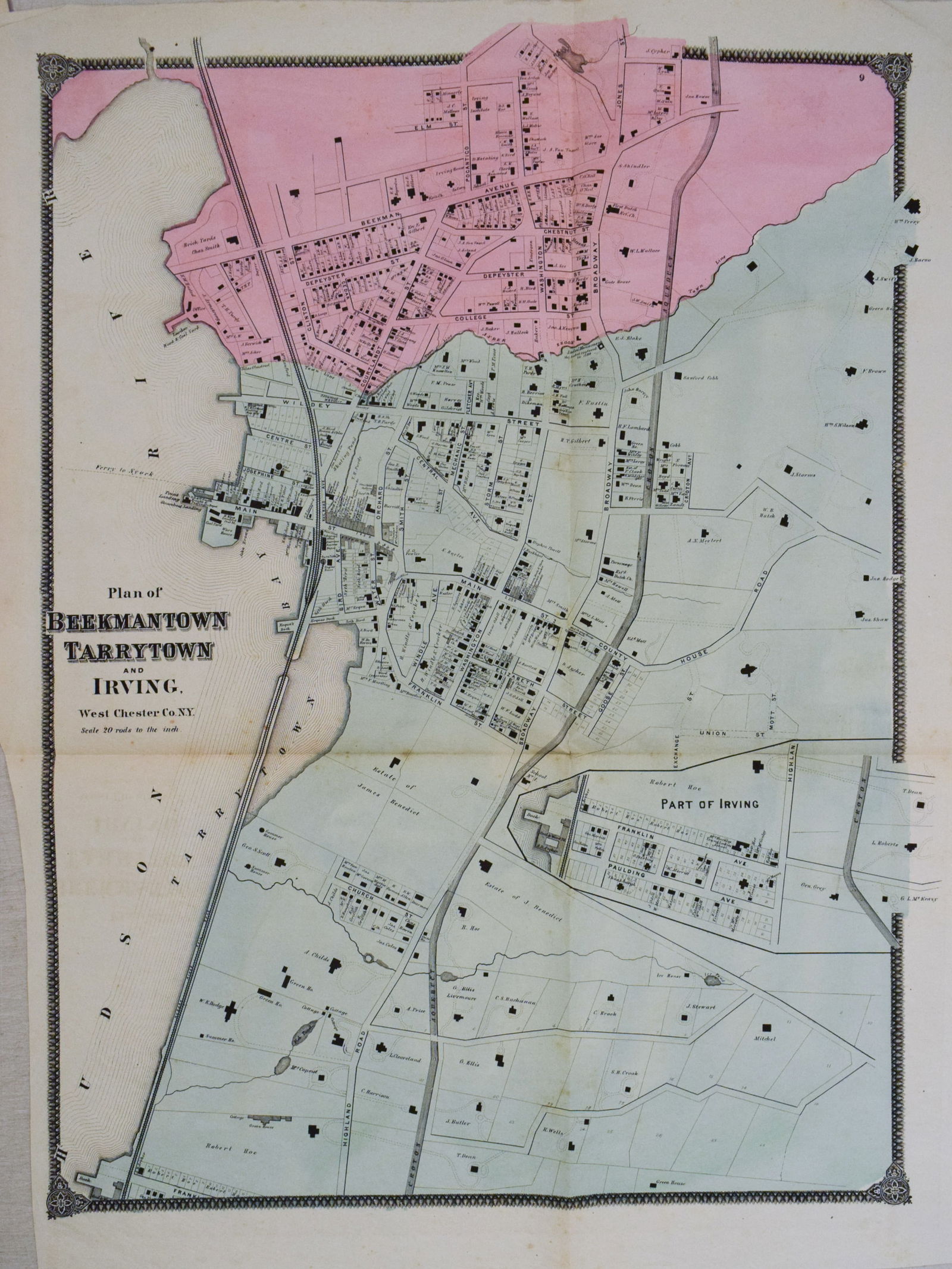1867 Beers Map of Parts of Weschester Co., New York In cluding Tarrytown -- Plan of Beekmantown, (1 of 1)