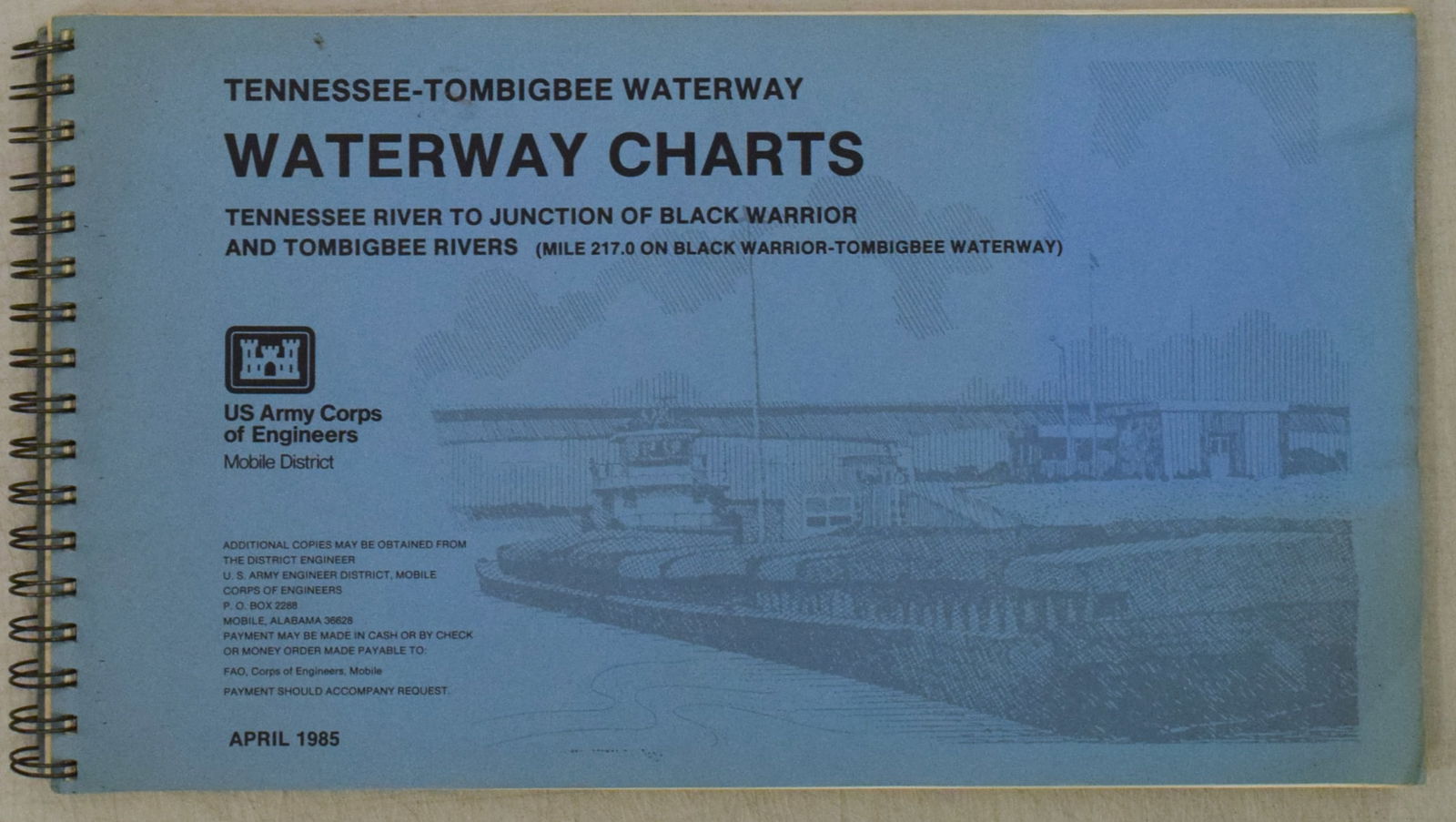 1985 Tennessee-Tombrigbee (Tenn-Tom) Waterway Charts: Title:1985 Tennessee-Tombrigbee (Tenn-Tom) Waterway Charts,li>Cartographer:US Army Engineers, MobileYear/Place:1985, MobileMap Dimension(in.):8.5 X 15 in. sheetsDescription:This is an superb