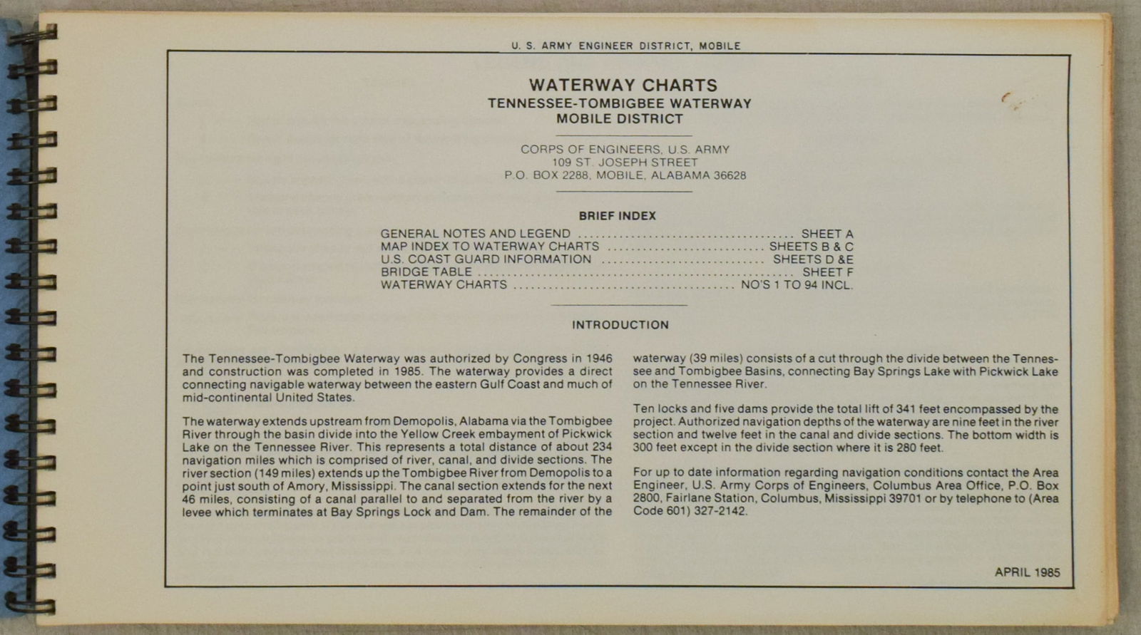 1985 Tennessee-Tombrigbee (Tenn-Tom) Waterway Charts - 2