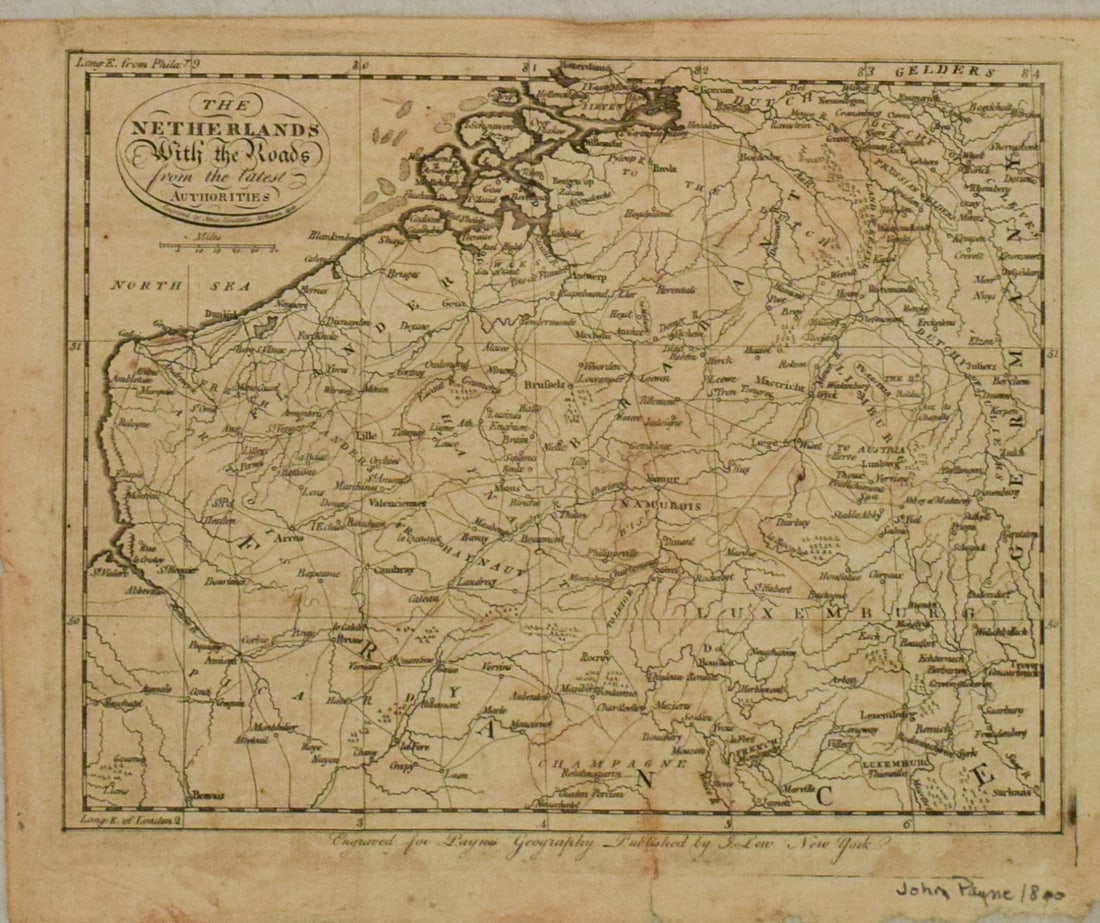 1800 Payne Map of The Netherlands -- The Netherlands with the Roads from the Latest Authorities: Title:1800 Payne Map of The Netherlands -- The Netherlands with the Roads from the Latest Authorities,li>Cartographer:J Payne Year/Place:1800, New York Map Dimension(in.):7.1 X 9.2 in. Description:Thi