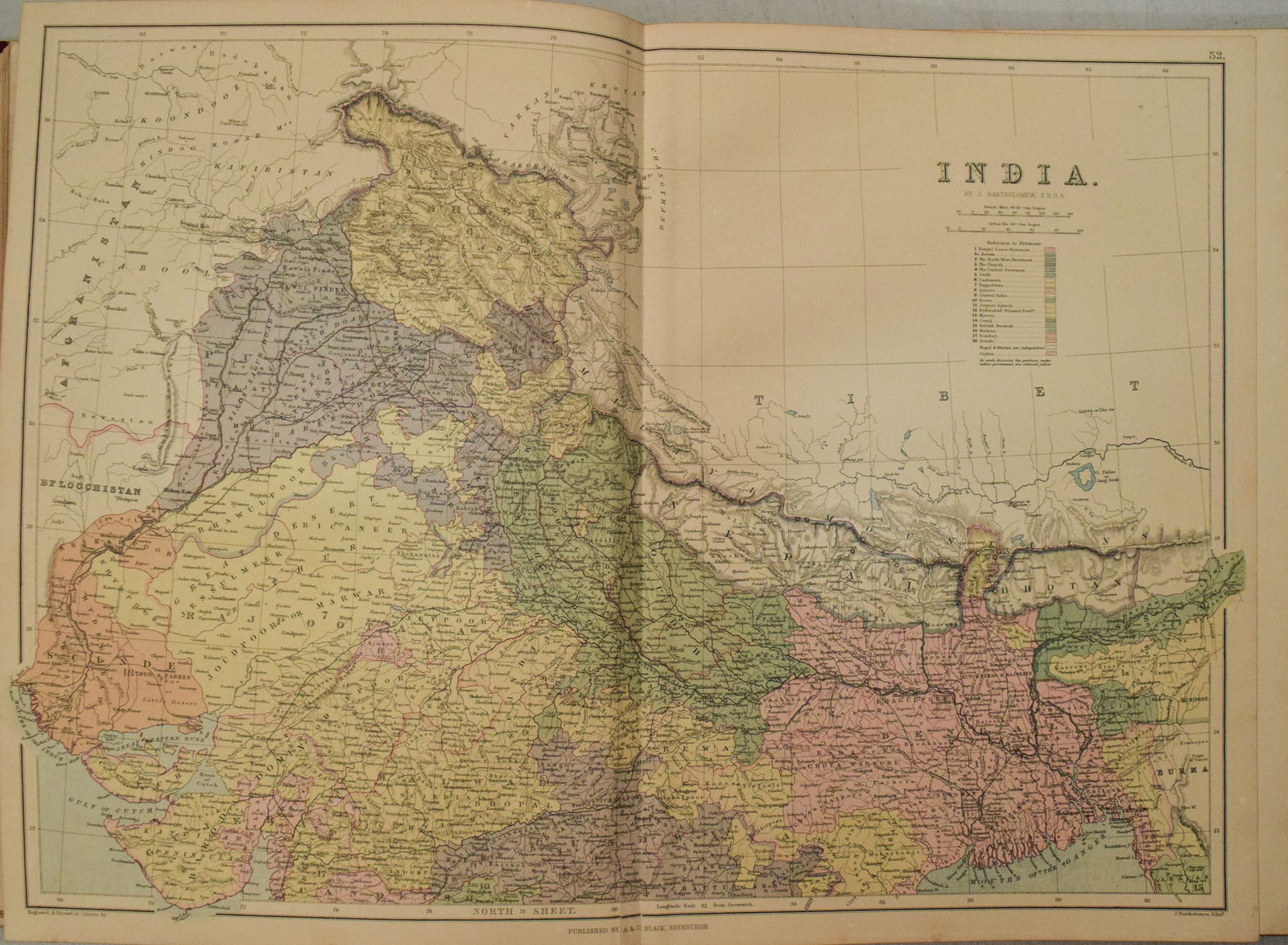 1892 Black Map of India on Two Sheets (1 of 2)