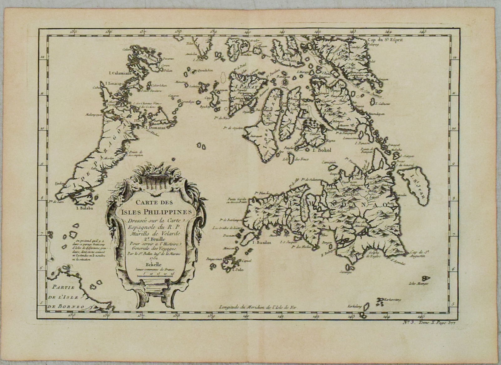 1752 Bellin Map of Southern Portions of the Philippines -- Carte des Isles Philippines Dressee sur (1 of 1)