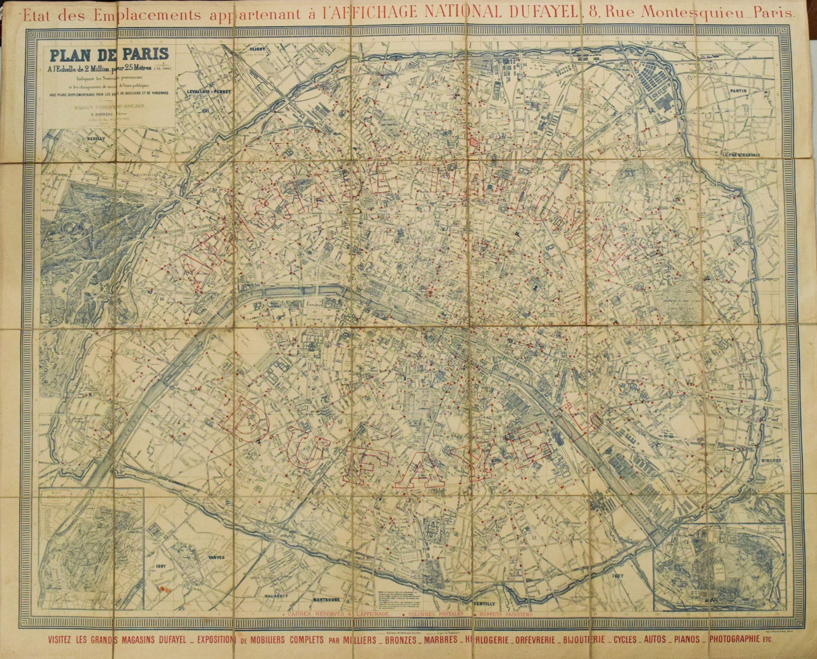 1902 Folding Map of Paris -- Plan de Paris: Title:1902 Folding Map of Paris -- Plan de Paris,li>Cartographer:H Barrere, Editor Year/Place:1902 , Paris Map Dimension(in.):34.5 X 42.5 in. Description:This is an excellent very large folding map of