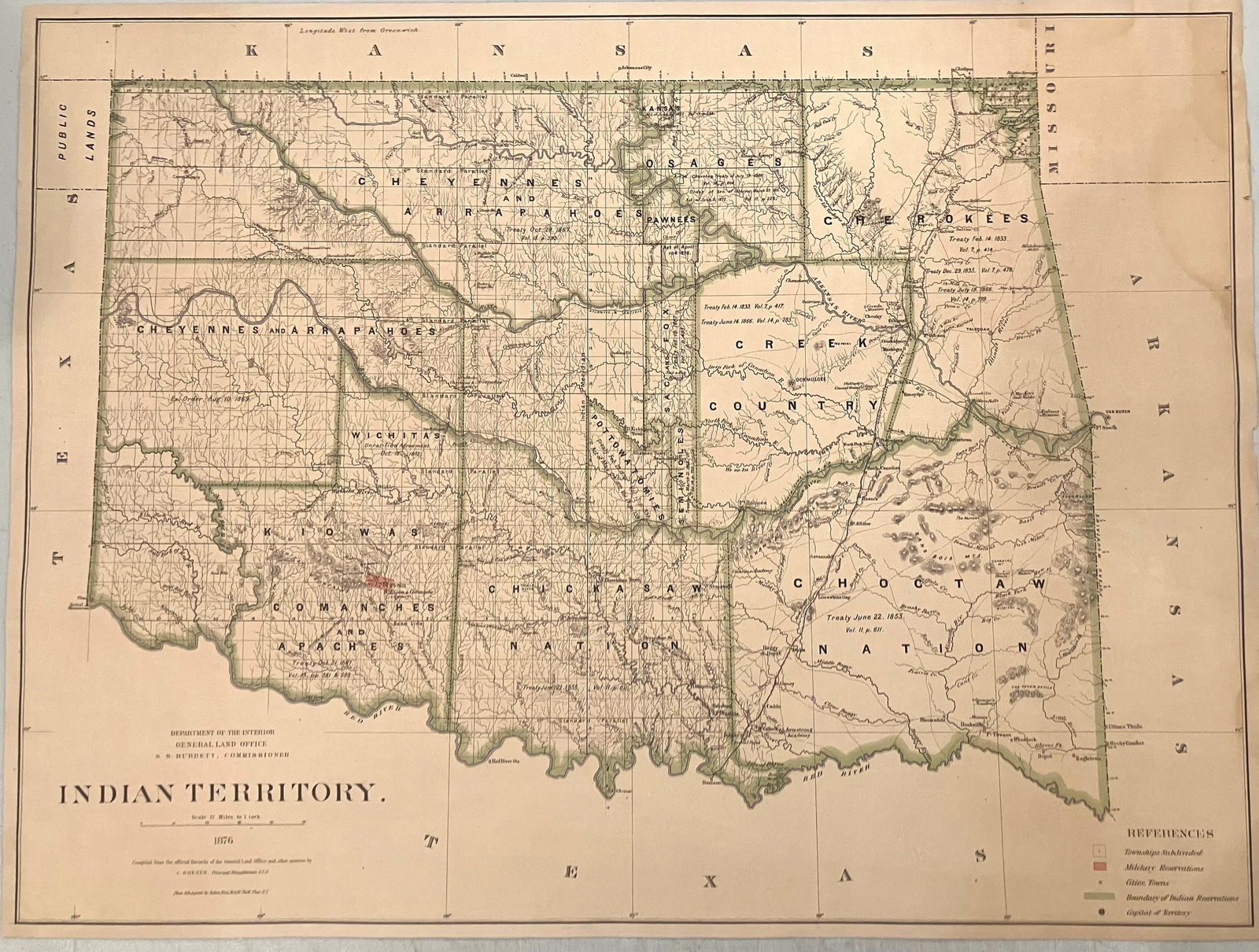 1876 Government Map of Indian Territory -- Indian Territory (1 of 1)