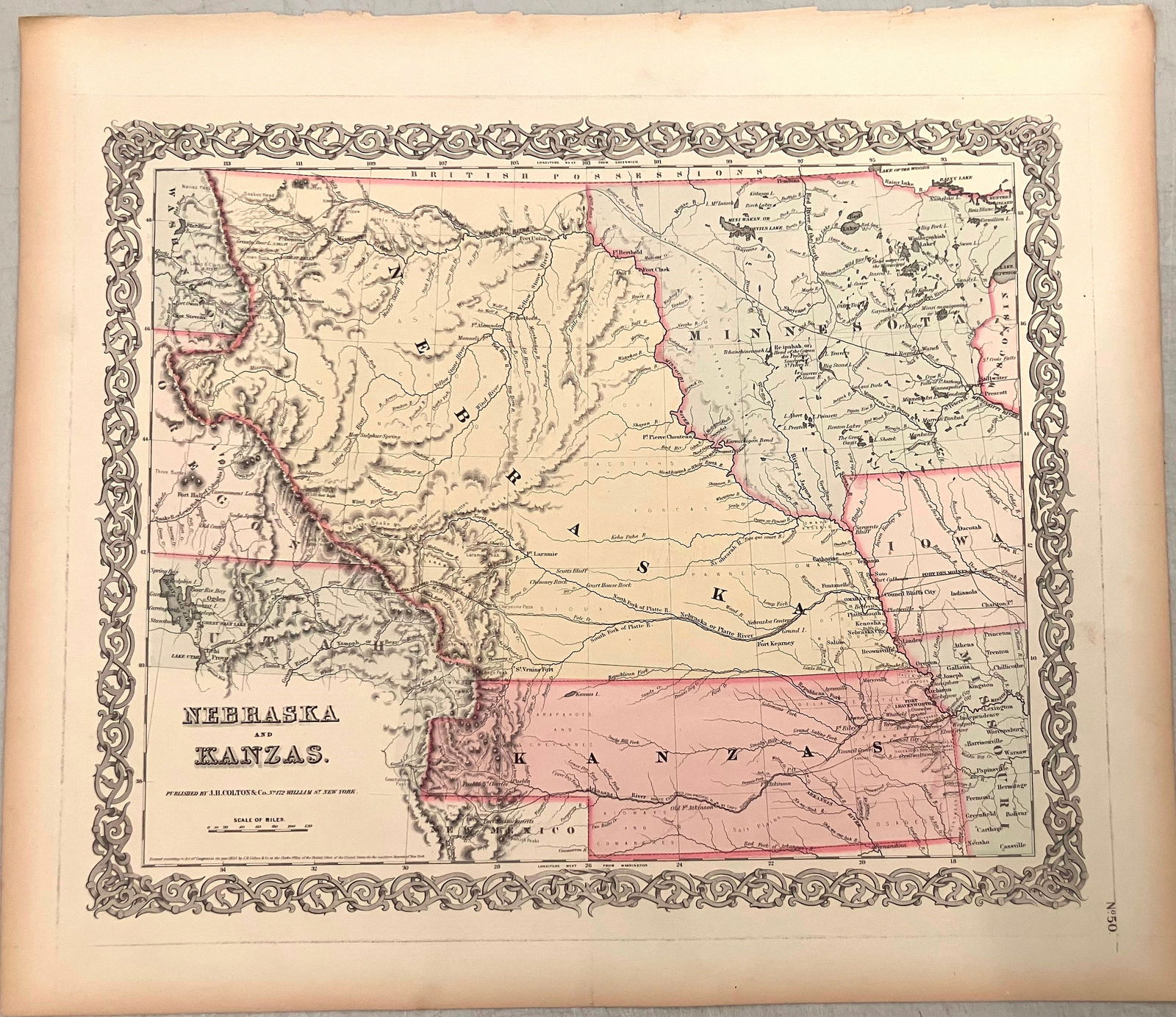 1855 Colton Map of Large Nebraska and Kansas Terrritories -- Nebraska and Kanzas (1 of 1)