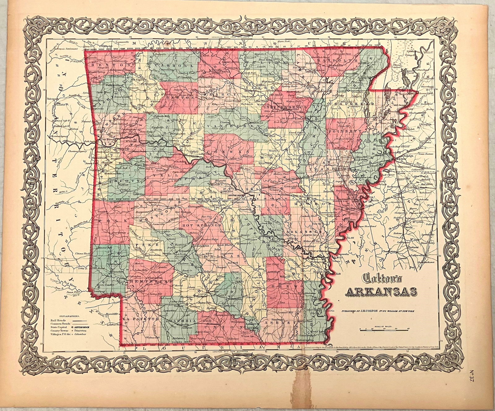 1855 Colton Map of Arkansas -- Arkansas (1 of 1)