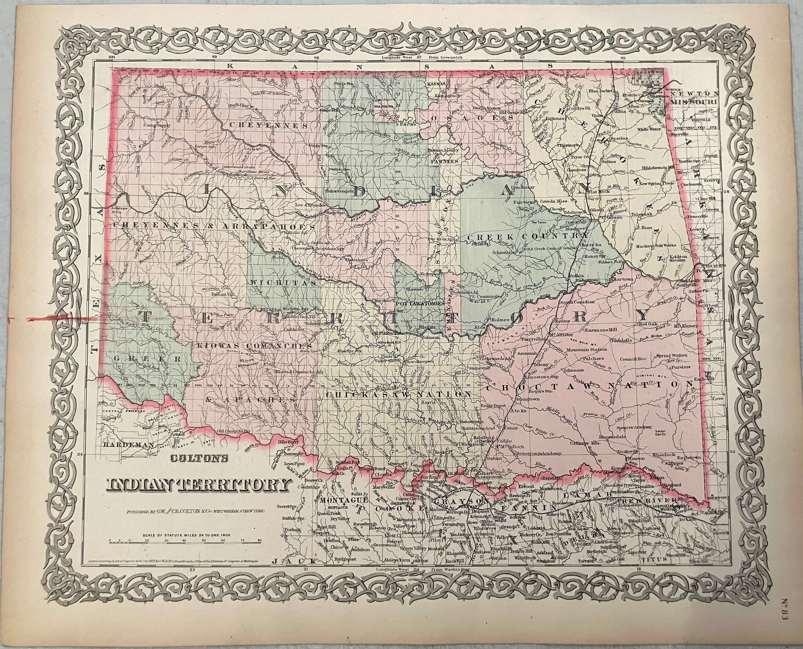 1876 Colton Map of Indian Territory -- Colton's Indian Territory (1 of 1)