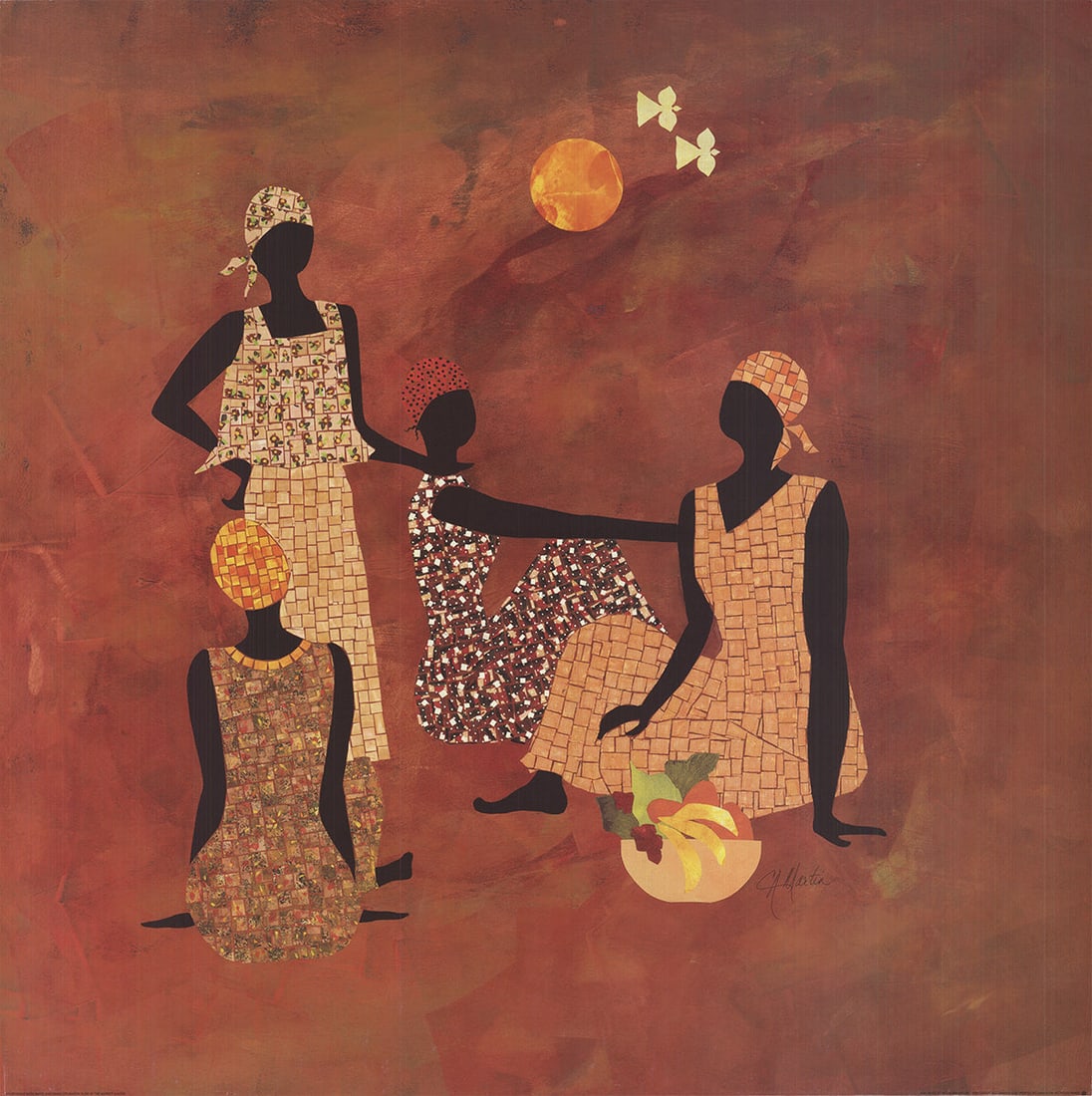 Charleen Martin - A Day at the Market - 2002 Offset Lithograph 23.75" x 23.75": Title: Charleen Martin - A Day at the Market - 2002 Offset Lithograph 23.75" x 23.75" Artist: Charleen Martin Additional Information: A Day at the Market Description: "A Day at the Market" by Charleen