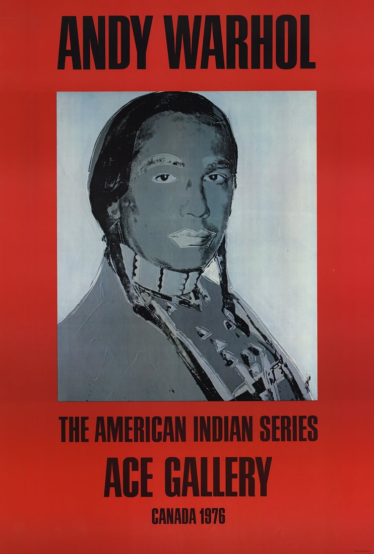Andy Warhol - American Indian (Red) - 1977 Offset Lithograph 50" x 34": Title: Andy Warhol - American Indian (Red) - 1977 Offset Lithograph 50" x 34" Artist: Andy Warhol Additional Information: American Indian (Red) Description: "American Indian (Red)" by Andy Warhol, 197