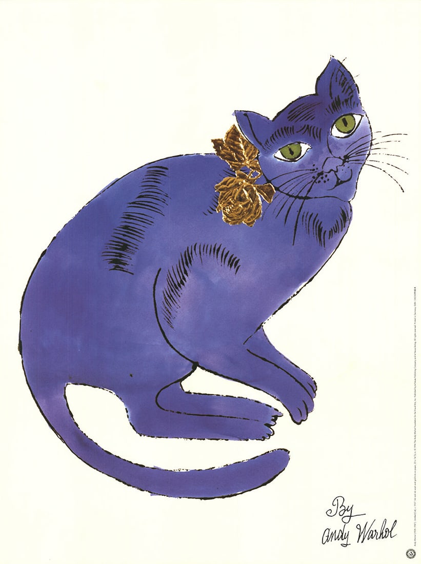 Andy Warhol - Cat (Blue) - 1996 Offset Lithograph 31.5" x 23.5" (1 of 10)