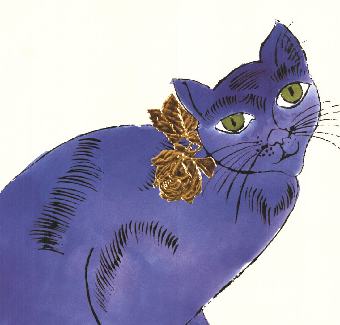Andy Warhol - Cat (Blue) - 1996 Offset Lithograph 31.5" x 23.5" - 3