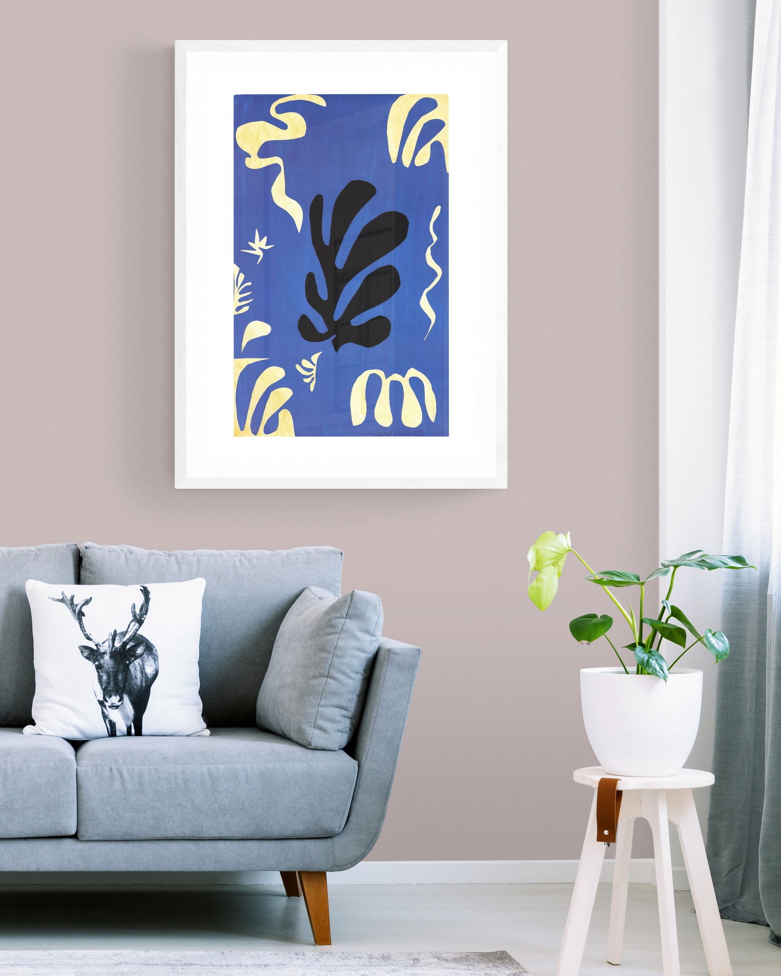 Henri Matisse - Composition Fond Bleu - 1996 Offset Lithograph 39.25" x 27.5" - 2
