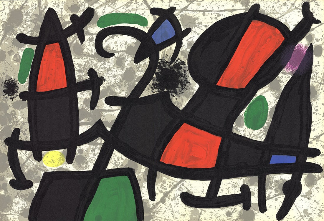 Joan Miro - Derriere le Miroir, no. 186, pg 16,17 - 1970 Lithograph 15" x 22": Title: Joan Miro - Derriere le Miroir, no. 186, pg 16,17 - 1970 Lithograph 15" x 22" Artist: Joan Miro Additional Information: Derriere le Miroir, no. 186, pg 16,17 Description: "Derriere le Miroir, n