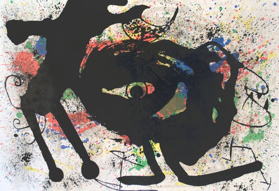 Joan Miro - Derriere le Miroir, no. 203 pg 10,11 - 1973 Lithograph 15" x 22": Title: Joan Miro - Derriere le Miroir, no. 203 pg 10,11 - 1973 Lithograph 15" x 22" Artist: Joan Miro Additional Information: Derriere le Miroir, no. 203 pg 10,11 Description: "Derriere le Miroir,