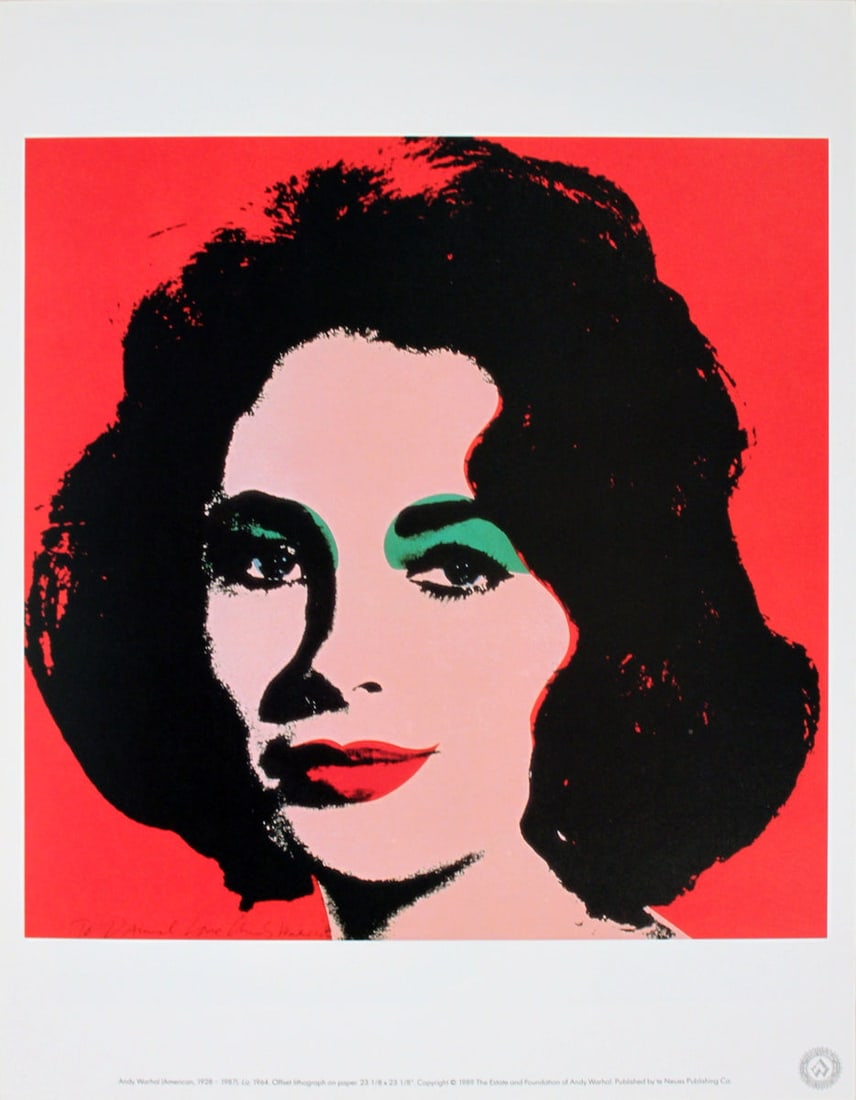 Andy Warhol - Liz - 1989 Offset Lithograph 15.75" x 12.25": Title: Andy Warhol - Liz - 1989 Offset Lithograph 15.75" x 12.25" Artist: Andy Warhol Additional Information: Liz Description: "Liz" by Andy Warhol, 1989 Unsigned Offset Lithograph. Paper size is 15.7
