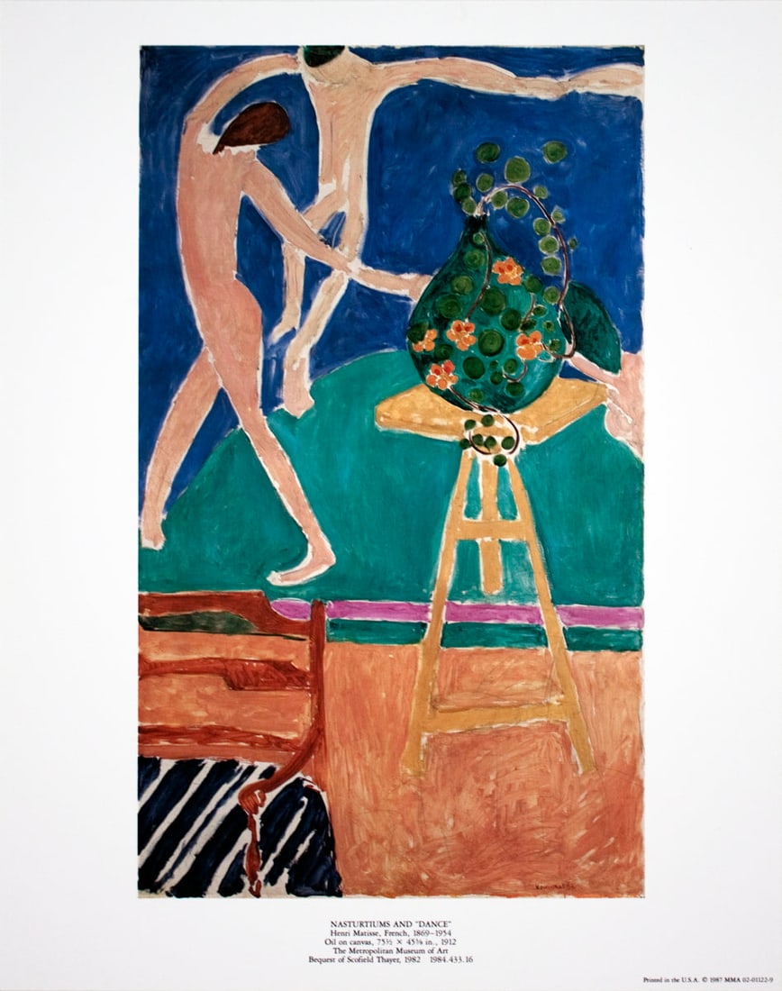 Henri Matisse - Nasturtiums and "Dance" - 1987 Offset Lithograph 14" x 11": Title: Henri Matisse - Nasturtiums and "Dance" - 1987 Offset Lithograph 14" x 11" Artist: Henri Matisse Additional Information: Nasturtiums and "Dance" Description: "Nasturtiums and \"Dance\"""" by