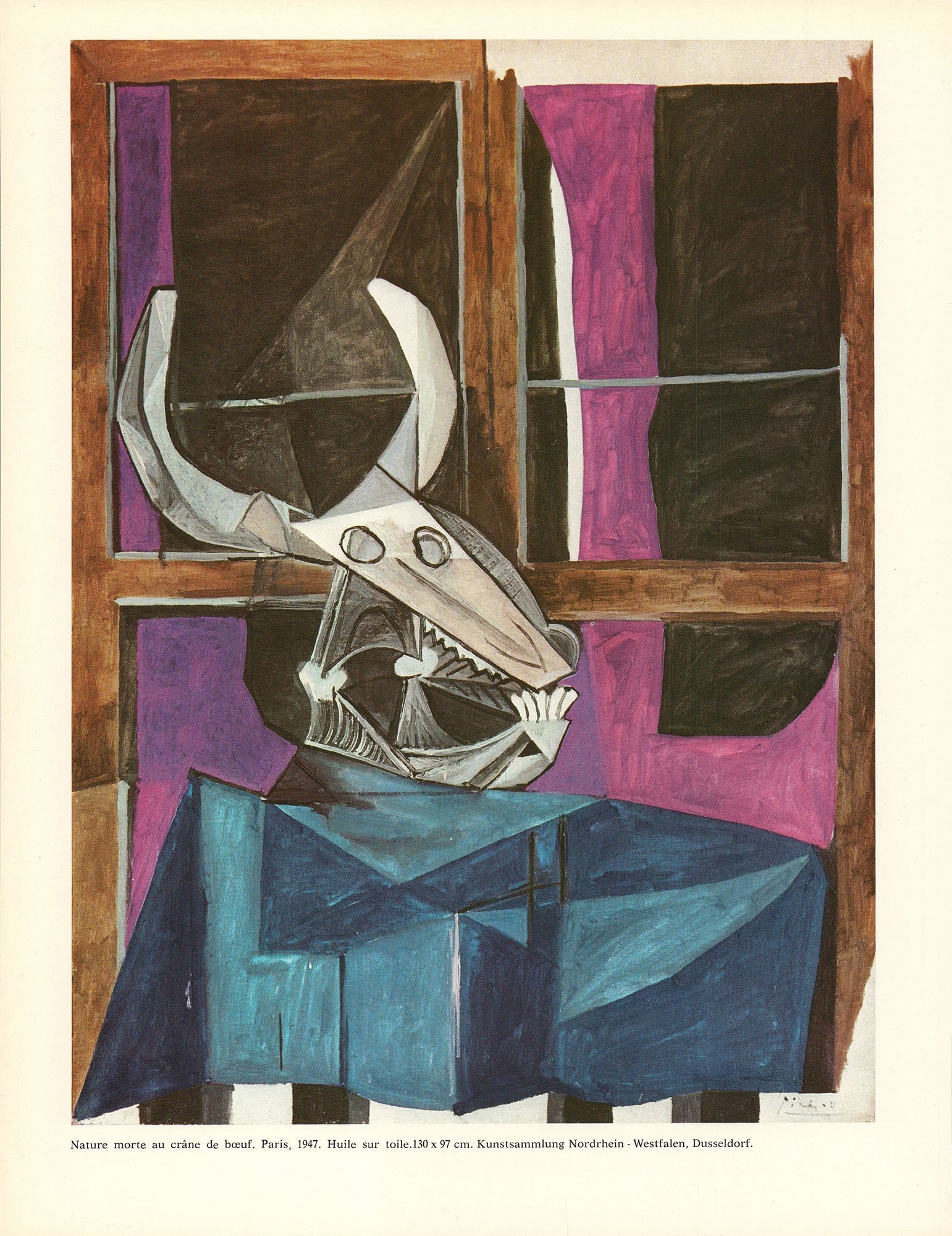 Pablo Picasso - Nature morte au crane de boeuf - 1971 Offset Lithograph 12.25" x 9.5": Title: Pablo Picasso - Nature morte au crane de boeuf - 1971 Offset Lithograph 12.25" x 9.5" Artist: Pablo Picasso Additional Information: Nature morte au crane de boeuf Description: "Nature morte au
