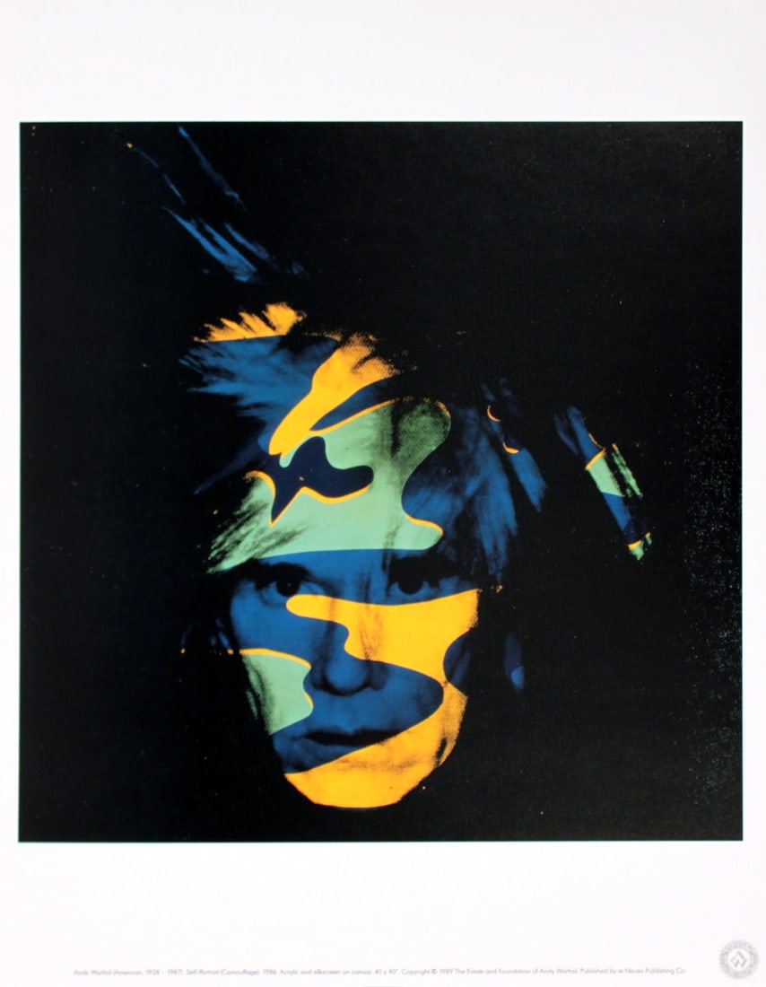 Andy Warhol - Self-Portrait (Camouflage) - 1989 Offset Lithograph 15.75" x 12.25": Title: Andy Warhol - Self-Portrait (Camouflage) - 1989 Offset Lithograph 15.75" x 12.25" Artist: Andy Warhol Additional Information: Self-Portrait (Camouflage) Description: "Self-Portrait (Camouflage)