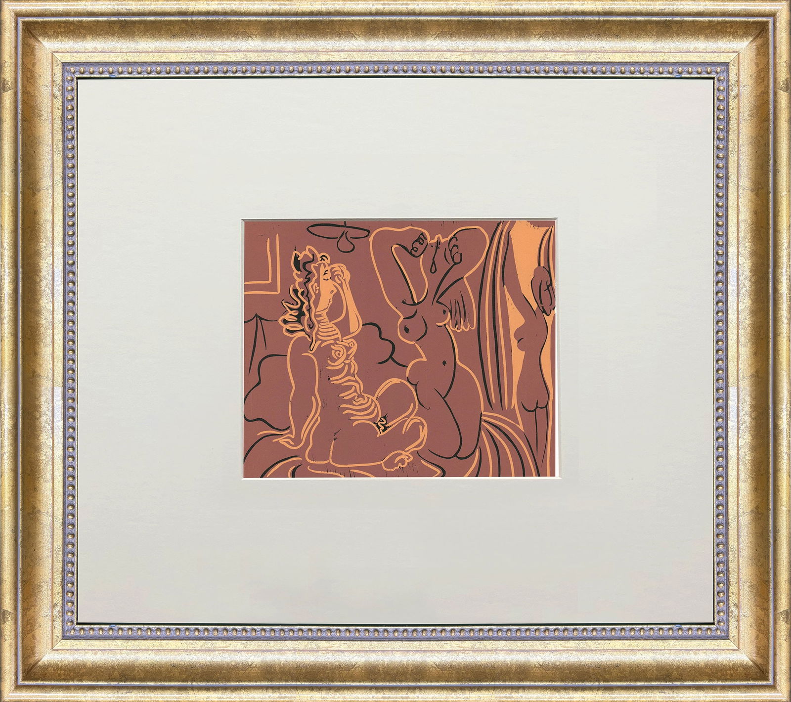 Pablo Picasso - Trois Femmes - 1971 Linocut 7.75" x 9.5": Title: Pablo Picasso - Trois Femmes - 1971 Linocut 7.75" x 9.5" Artist: Pablo Picasso Additional Information: Trois Femmes Description: "Trois Femmes" by Pablo Picasso, 1971 Unsigned Linocut. Paper