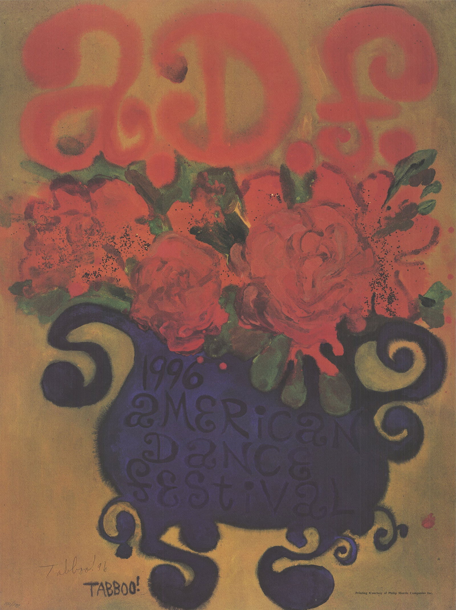 Stephen Tabboo AKA Tashjian - Vase of Flowers ADF 1996 - 1996 Offset Lithograph - SIGNED 31.75" x (1 of 4)