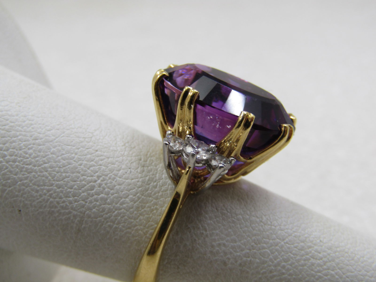 Vintage 18kt & Platinum Amethyst Diamond Ring, Sz. 6.5 - 4