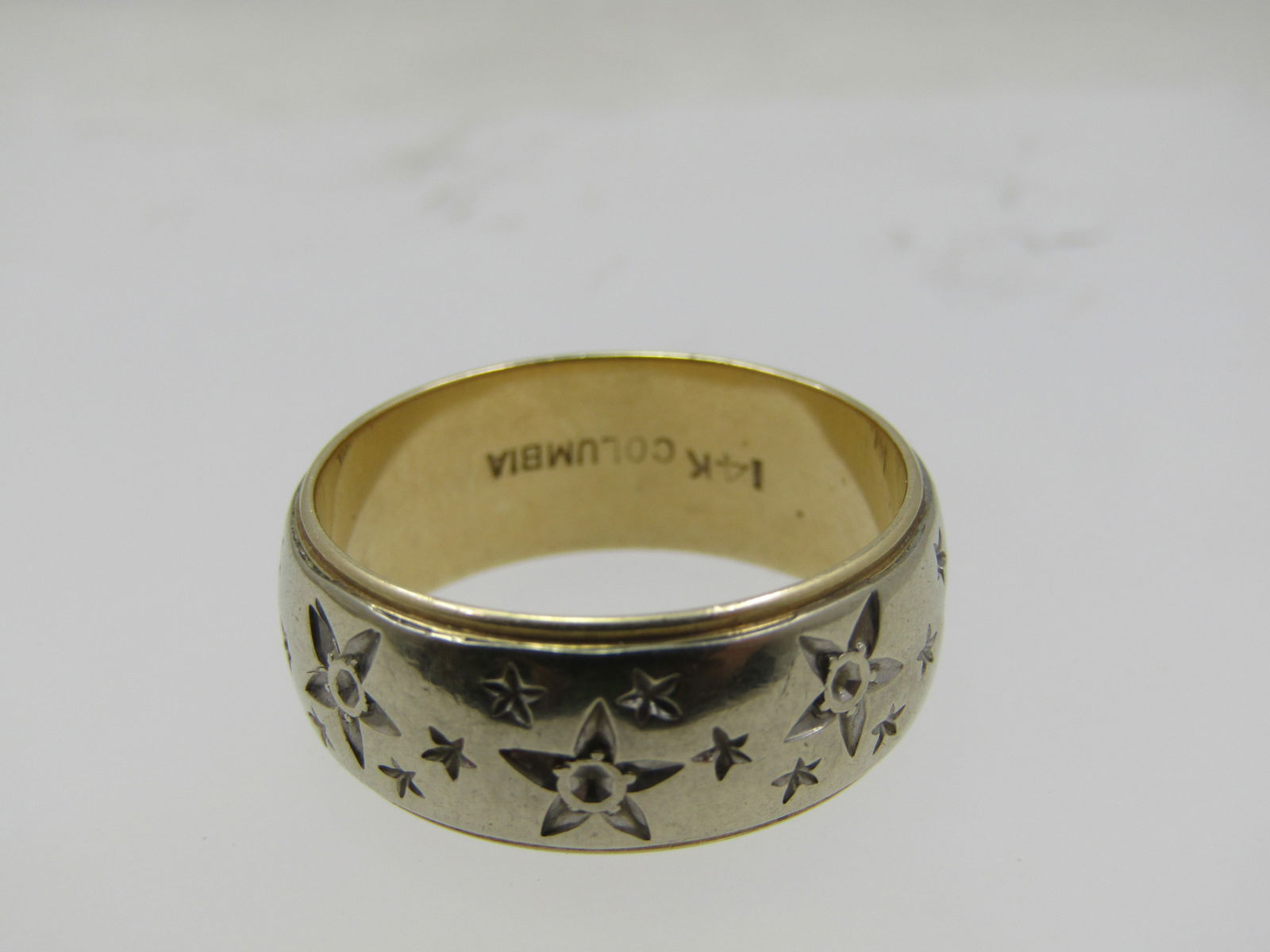 Vintage 14kt Star Ring, Sz. 10.75, 8.5mm, Two-Tone, Signed Columbia, Mid-Century - 3